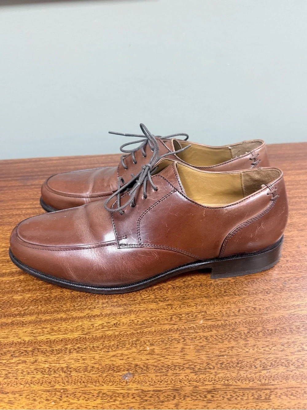 Dockers Brown Leather Lace-Up Moc-Toe Oxfords
